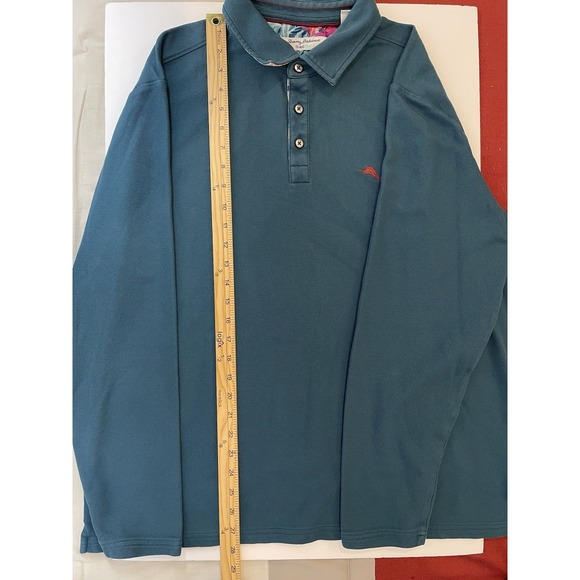 Tommy Bahama Polo Shirt Mens XL IslandZone Supima Long Sleeve Marlin Green Rugby - Picture 8 of 8